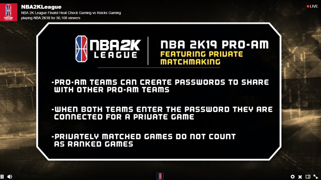 🚨 PROAM NEWS 🚨

With the announcement of Private Matchmaking, 2KTournaments will be returning this September with a brand new, next-gen Esports platform created by Pro-Am players, for Pro-Am players. More info TBA in the coming weeks!

RT if you’re excited for PRIVATE PROAM