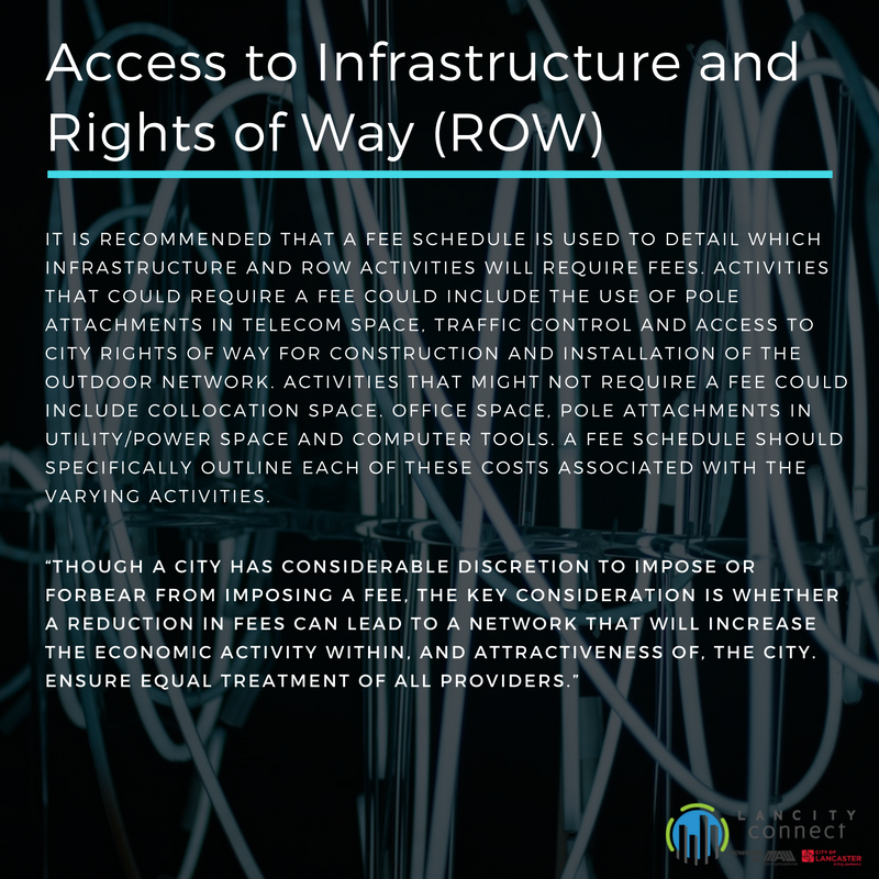 LanCityConnect's tweet photo. “Though cities have the economic leverage to charge fees beyond their costs for the use of ROWs and existing ducting or conduit, they must compare the value of such fees to the value of the economic benefits that a next-generation network is likely to deliver.” https://t.co/e68XQq11Rz