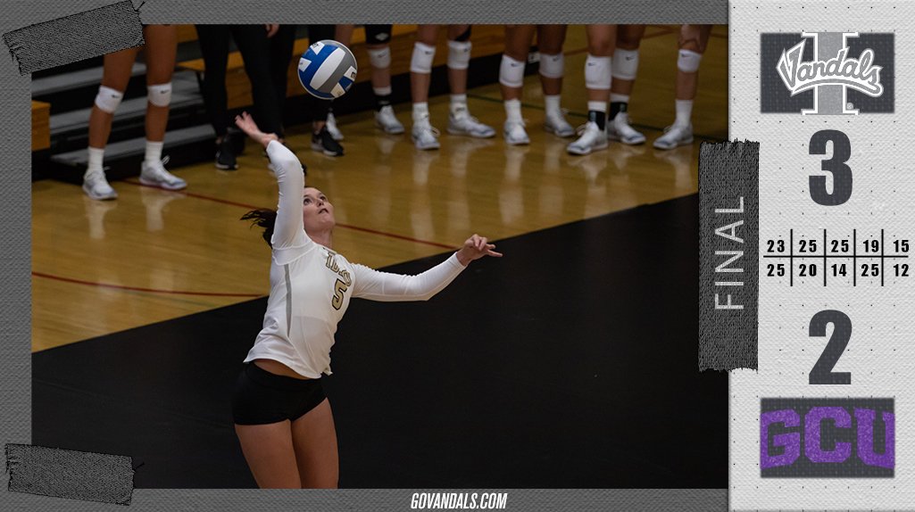 IdahoVolleyball's tweet photo. That's another Vandal victory! Idaho takes it in five. Kaela Straw leads the way with 21.5 points, including 19 kills. #PointVandals https://t.co/kgUeS1aZn9