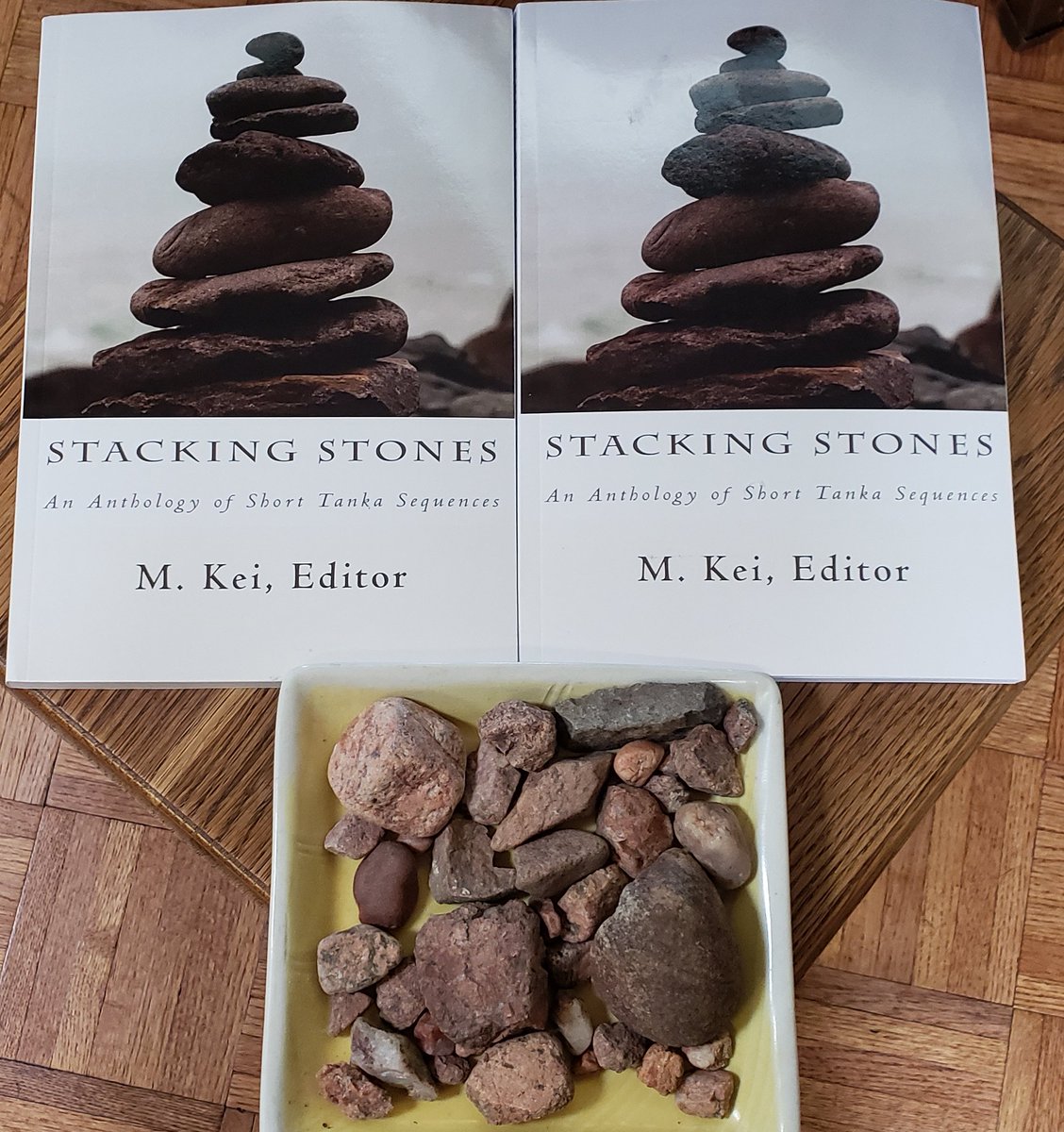 kathabela's tweet photo. Just arrived! @kujakupoet #tanka #stackingstones will use for Tanka performance tomorrow! Pictured w/my #SantaFe2017 #stonecollection https://t.co/ajV32DJQzY
