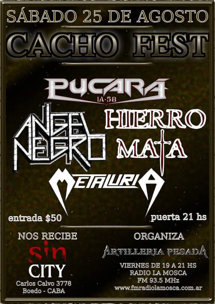 Almasdeacero's tweet photo. #Sabado 25//AGOSTO - Gran noche de #HeavyMetal &amp; #ThrashMetal en #SinCity [Carlos Calvos 3778 - #CABA] #CachoFest #AngelNegro @pucarathrash - #Metaluria - #HierroMata - 21Hs https://t.co/cwRklLlDZM