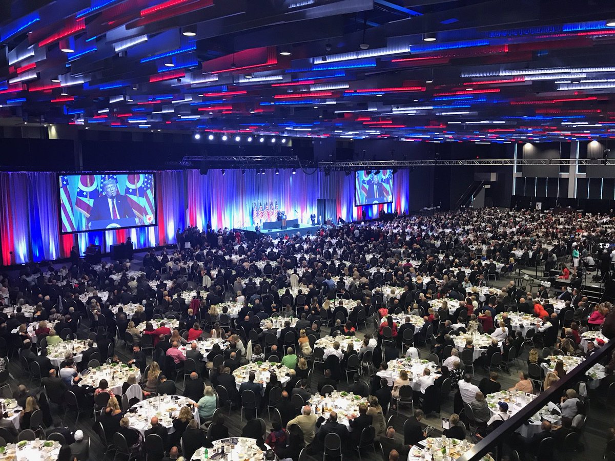 ohiogop's tweet photo. #ICYMI last night President @realDonaldTrump headlined our #StateDinner2018! Watch his remarks here: https://t.co/8hny2qjK5I https://t.co/sE8SZ3E5Hm