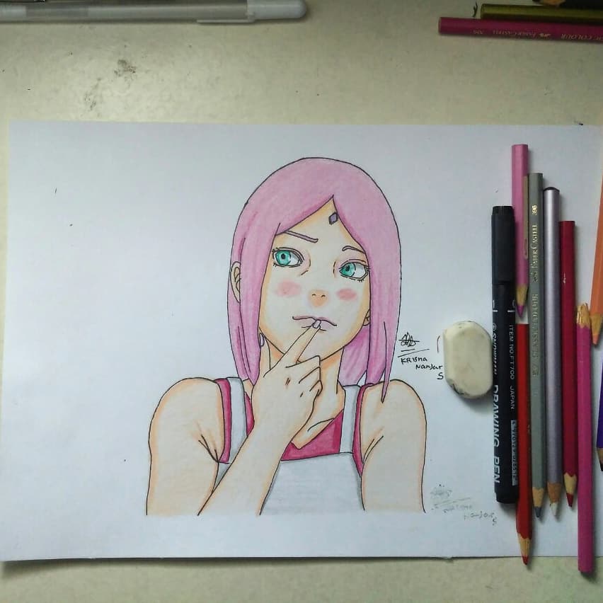 Sakura Haruno Drawing Art, CHINESE CLOTH, fictional Character, cartoon png  | PNGEgg