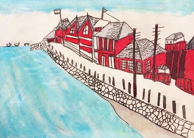 アコル 港町 Illustlation Drawing Paint Sketch イラスト 絵 Malen 有島武郎 一房の葡萄