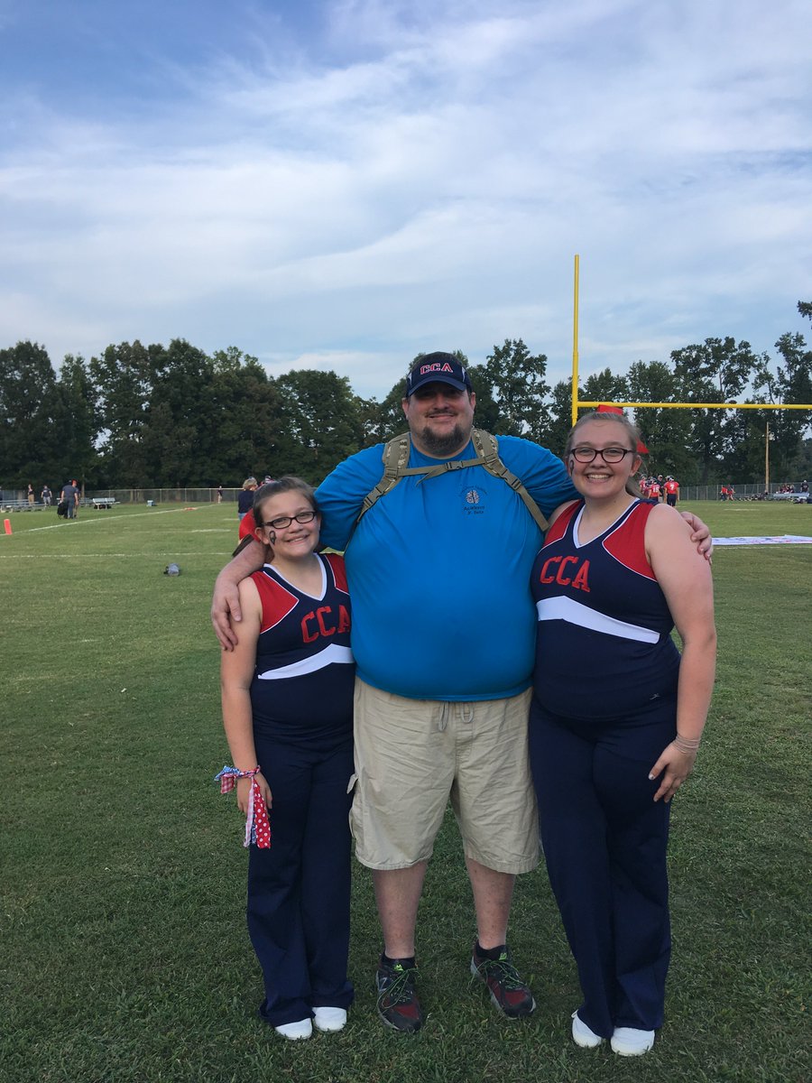 BamaBass's tweet photo. Officially a #cheerdad now. My oldest and youngest daughters cheered in their first ever High School Football game last night. So proud they were part of this historic night. #cornerstonefootball #goeagles #cca https://t.co/WKWBMFmUEz