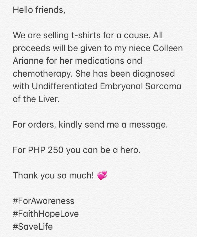 gweeenskie's tweet photo. Hi Twitter friends,
T-Shirt for a cause for only PHP 250. Be a hero and spread awareness too.
Send me DM for interested. Thank you in advance. 😘😘
#SaveLife
#BeAHero
#ForAwareness
#FaithHopeLove https://t.co/rBsSOD0xAn