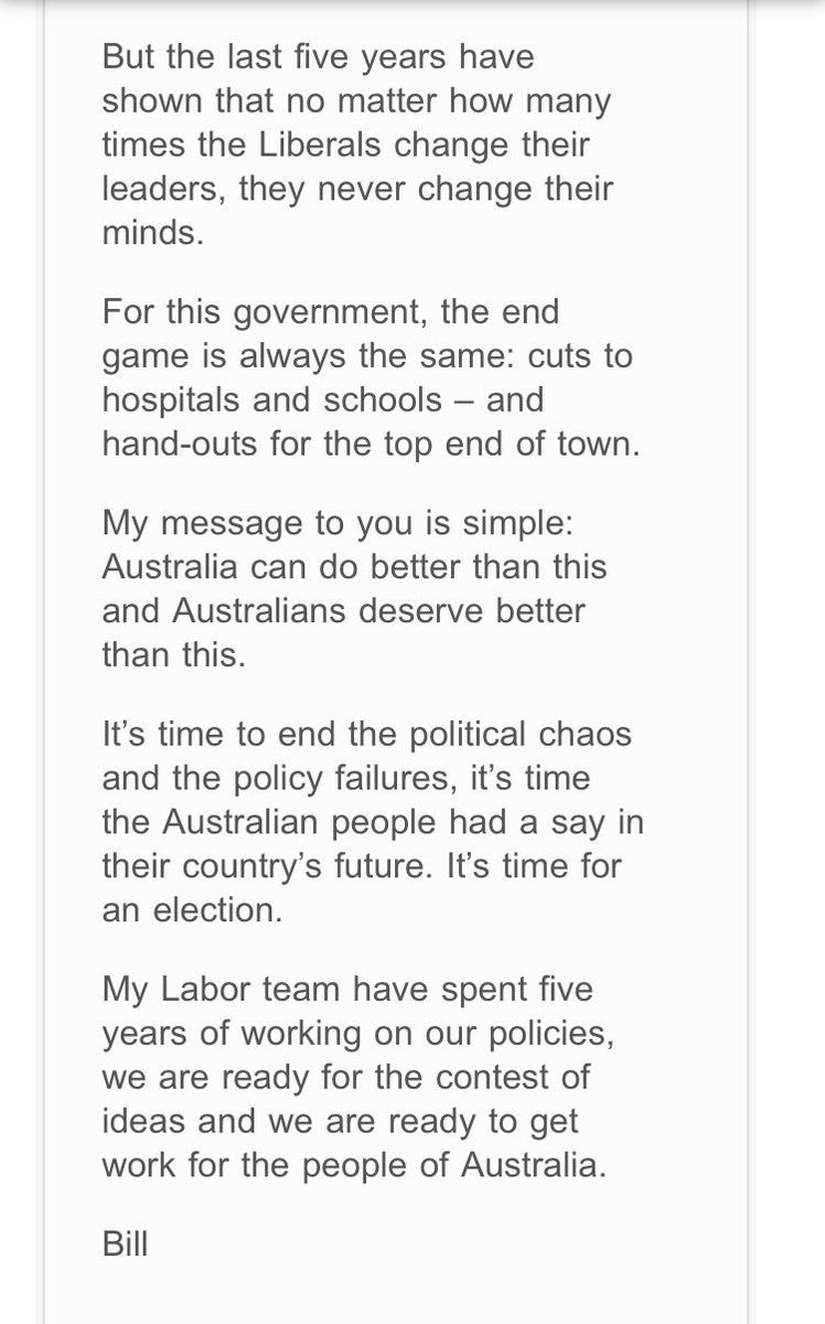Trish_Corry's tweet photo. Just in from Bill Shorten #Auspol #JoinLabor #Shorten4PM https://t.co/z0vAWVUSaj