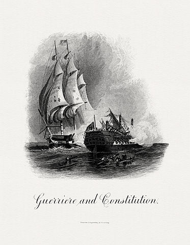 41. More importantly, USS Constitution could fire a 754-pound broadside (combined weight of cannon balls all arriving at once), and did, whereas HMS Guerriere fired a 526-pound broadside. That sounds like one outmatched the other, but there's more.