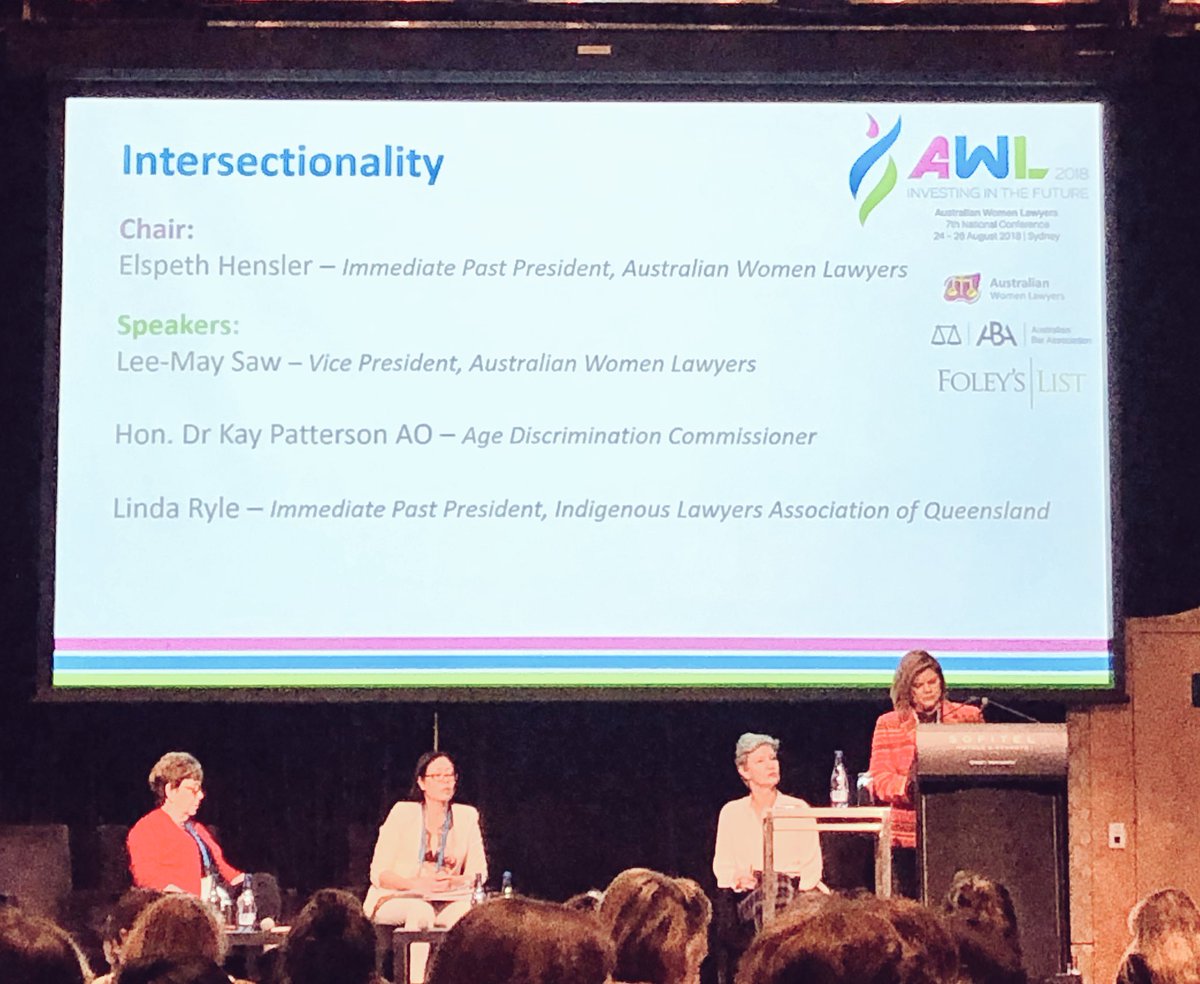‘I refuse to be kept in my place’ - very grateful to be hearing Linda Ryle <a href="/Equity_Advocate/">Linda M. Ryle Birri Gubba / Kamilaroi</a> speaking on intersectionality at #AWL2018 #womenlawyers <a href="/AusWomenLawyers/">Australian Women Lawyers Ltd</a> <a href="/WomenLawyersACT/">Women Lawyers ACT</a>