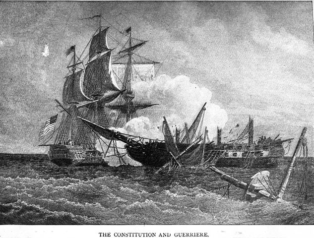 45. HMS Guerriere was destroyed and sinking. The news of victory was sorely needed by the fledgling USA, and the sailors were hailed as heroes.