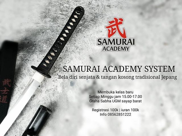 SamuraiAcademy's tweet photo. Mari berlatih bersama! Badan sehat, pikiran fresh dan tambah teman π
-----------------------------------
#beladiri #beladirijepang #martialarts #samurai #samuraiacademy #dojo #kenjutsu #olahraga #asiangames2018 #ugm #ugmhits #mabaugm #grhasabhapramana #jogja #yogyakarta #uny⦠https://t.co/SQxkhNZdI4