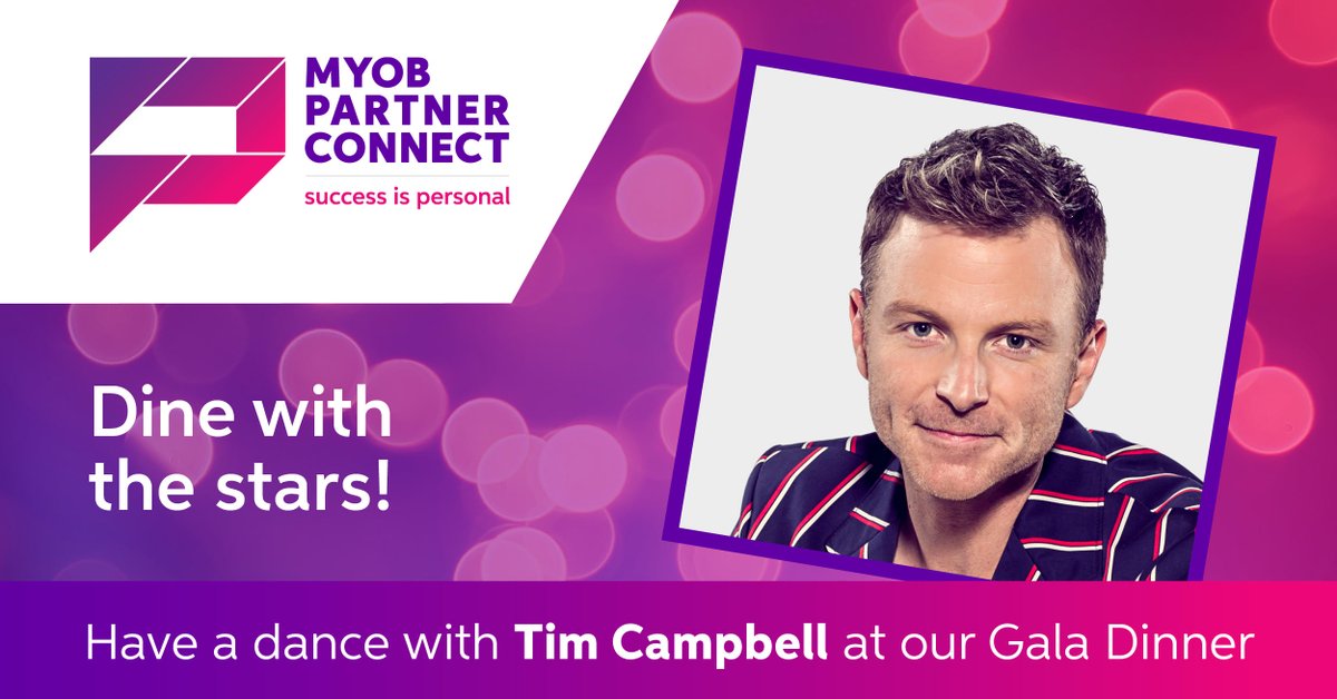 MYOB's tweet photo. Guess who’s coming to dinner? Kick up your heels with MC @TimCampbellTwit at the @MYOB Partner Connect Gala Dinner and Awards in #Melbourne.

Who says you can’t mix business with pleasure? Grab your ticket today. 👇
https://t.co/L1c4eAJ3ef https://t.co/5nHJoPgB4m