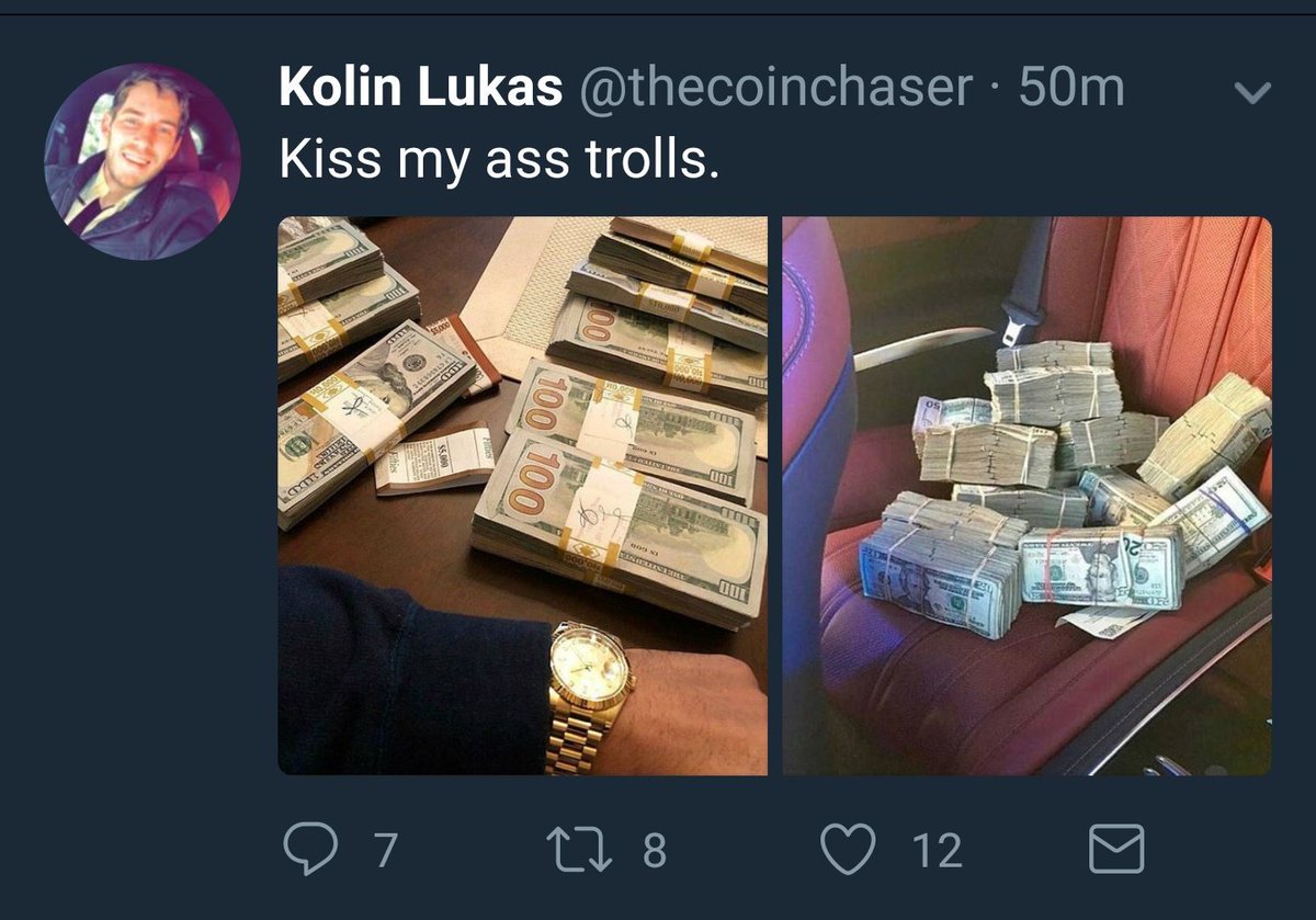crypthoemaniac's tweet photo. Nice to see my stolen money being flaunted on Twitter. Who even does that? An insecure guy that needs to be validated by his Twitter followers. Look how much money I have! More like look how much money I stole! Glad to know I'm getting under your skin! @thecoinchaser https://t.co/Jky14EW563