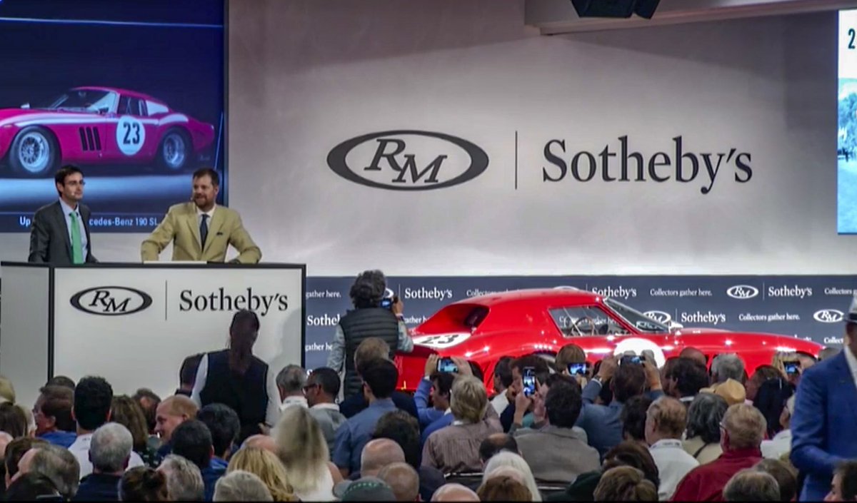 Hagerty's tweet photo. It’s a new world record for a car offered at auction! The 1962 Ferrari 250 GTO by Scaglietti has just been sold by @rmsothebys for an amazing $48,405,000!
Final price as reported by the Hagerty Insider app. 
#HagertyInsider #Ferrari #DriversClub https://t.co/omlFoqTyBN