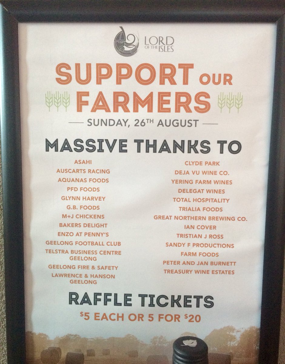 Akubras off to <a href="/LordIslesGlong/">Lord of the Isles</a> and donors for supporting Aussie farmers today. Come on down if you're in the area. Plenty to eat and drink.