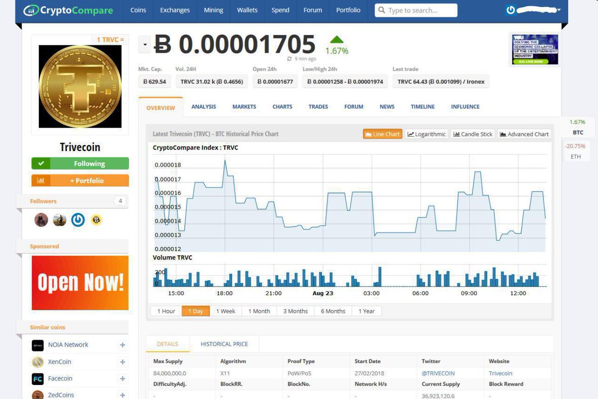 TRIVECOIN's tweet photo. 🏆Great News, TRVC now has listed on Cryptocompare coin list
🏆One of the most authoritative Crypto info website🏆
🌏https://t.co/vt4UGjIZVK
#trvc #trivechain #cryptocompare https://t.co/UUxPFiWXcq