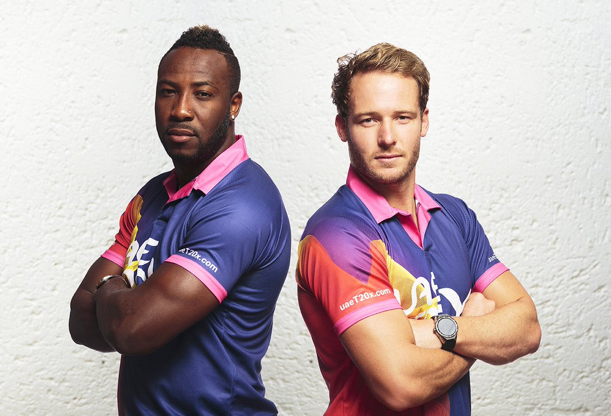 We're feeling DOUBLE the excitement today because of these two 🤩! Legendary cricketers @Russell12A and @DavidMillerSA12 are the first of 5 player icons to join #UAET20x Let's give them a warm welcome!