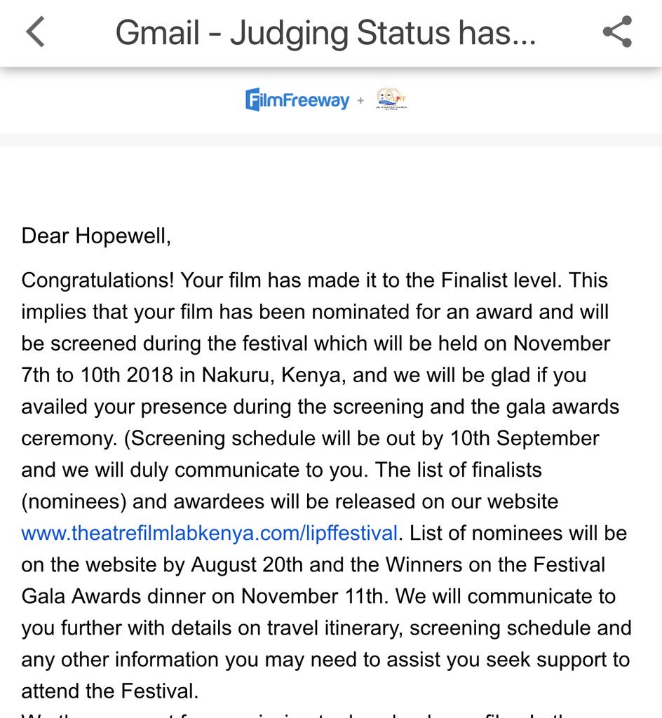 My next documentary film <a href="/Stateofminddoc/">International Dread</a> has been nominated for an award in Kenya. It is humbling that it has won this nomination on the strength of an “still in progress” cut. State of Mind looks at Mental illness in Zim. <a href="/OSISA/">OSISA</a> <a href="/DixonChibanda/">Dixon Chibanda</a> <a href="/rosa_hoekstra/">Prof Rosa Hoekstra</a> <a href="/MindSet_UK/">MindSet Magazine</a>