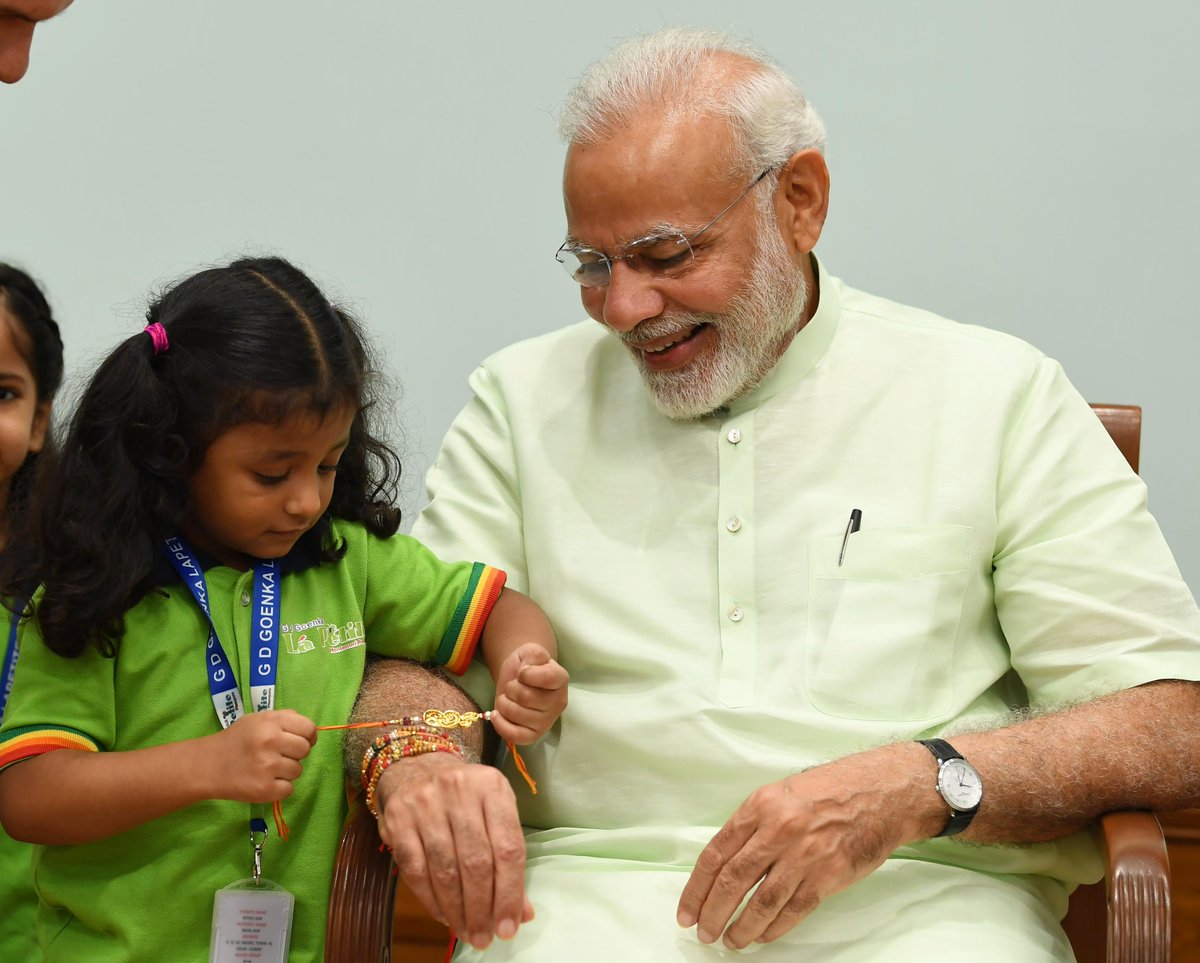 narendramodi's tweet image. Glimpses from the Raksha Bandhan celebrations at 7, Lok Kalyan Marg.
