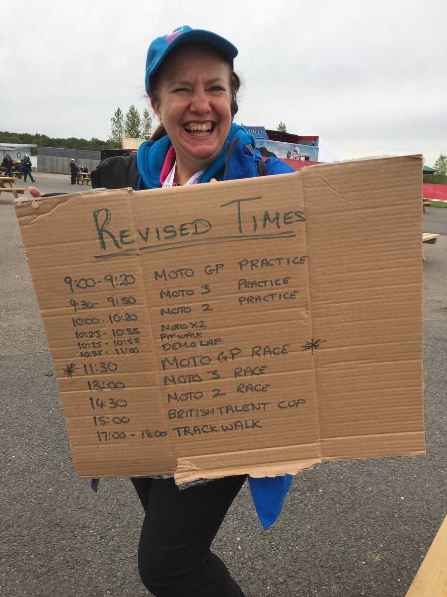 The spirits are high even though the weather is due to hit  <a href="/SilverstoneUK/">Silverstone</a> and Moto GP race times changed.