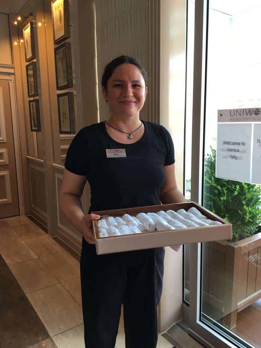 Those little touches that are the Uniworld difference.  A wonderful greeting when you arrive back to the ship on a hot day - cold towel and fresh fruit flavoured water