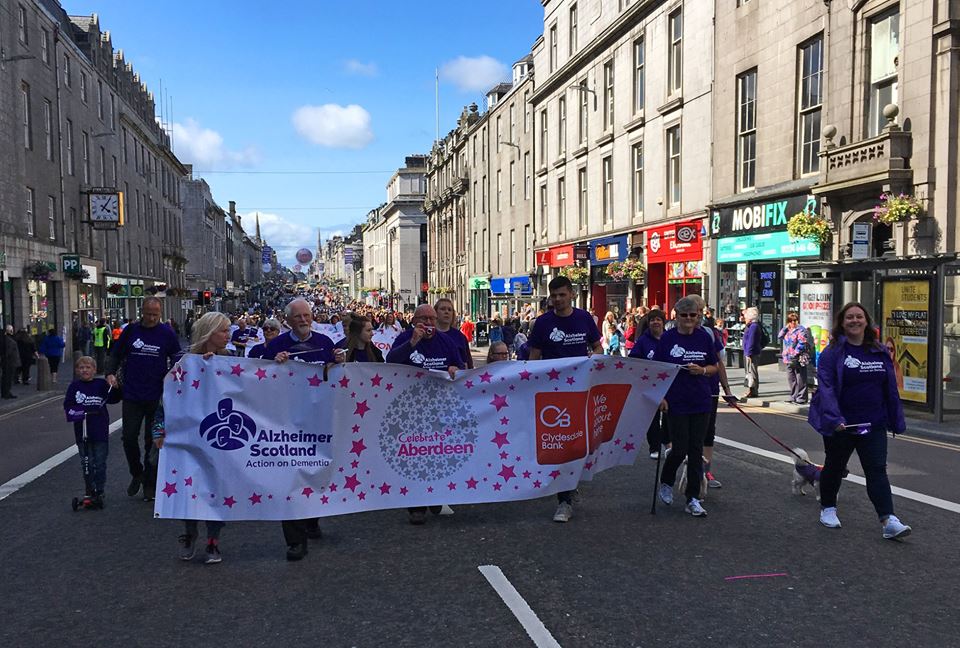 annettetai's tweet photo. Great turnout for the @celebrateabdn Parade down Union Street yesterday by #TeamAlz along with >160 other Third Sector groups. Take a bow Aberdeen! @alzscot https://t.co/vaKmGoFixR
