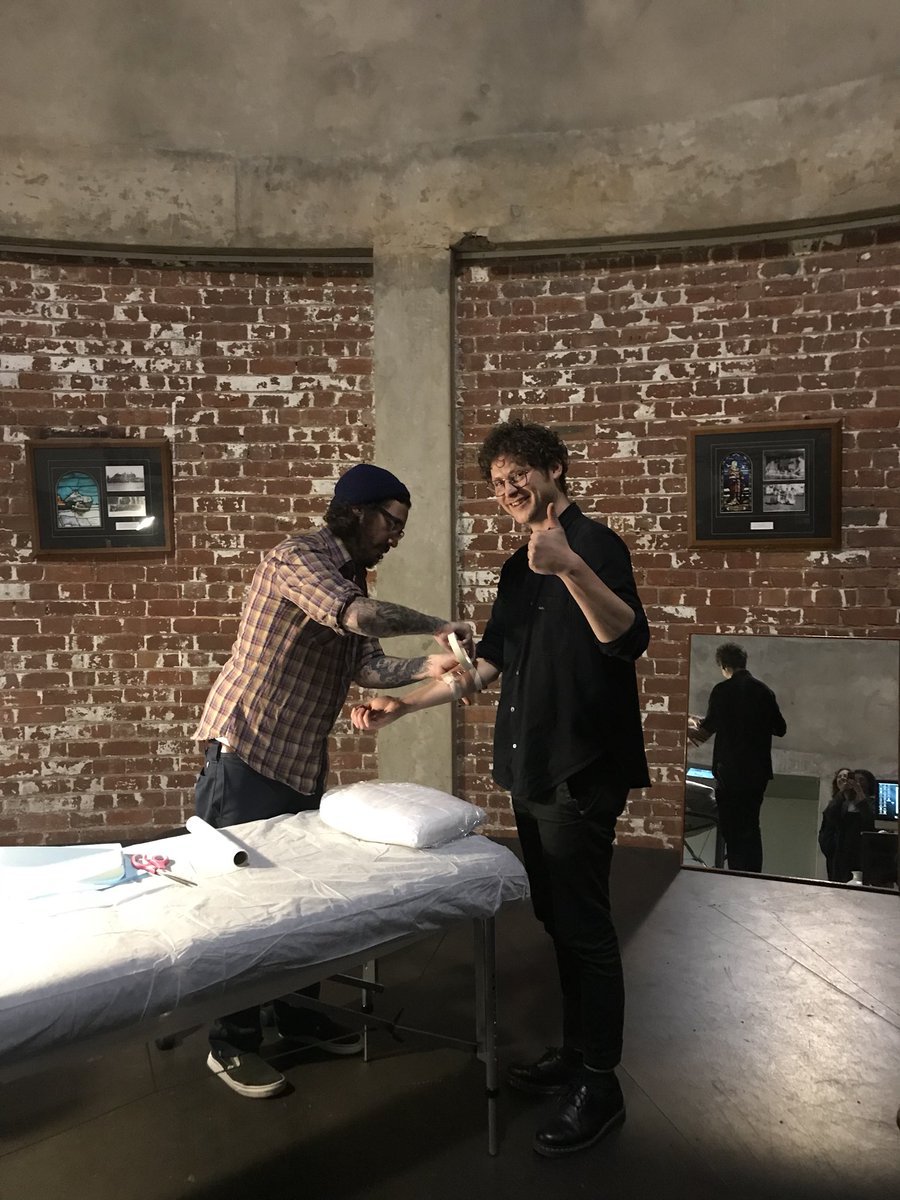 jadancarroll's tweet image. Did not have to think very hard about whether or not to get a tattoo with @MARIADAHVANA at @MelbWritersFest. She got a dragon, I got a dog. #authorcare #MWF18