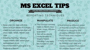 VAServiceRoxyML's tweet image. Some Excel Reporting Tips!
#LearnExcel #ExcelIsFun #ExcelTips #Freelancing