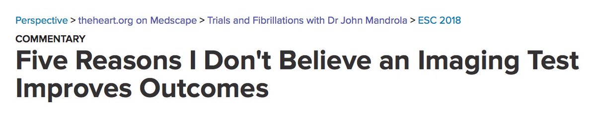 drjohnm's tweet photo. The SCOT-HEART study reports  that doing a CT scan in pts w/ chest pain reduces heart attack by 41%.
And NEJM publishes it
This, my friends, deserves serious critical appraisal>> https://t.co/MZf3EoKPns
#ESCcongress
#CardioTwitter
#FOAMed 
Thx to @AndrewFoy82 https://t.co/xyZEU8aJ0k