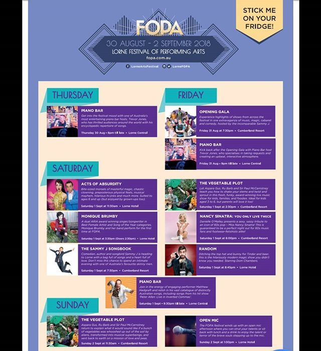 Not long now, a great weekend coming up, @lornefopa is back in town. Come on down, grab a ticket or a few, and enjoy the fun packed weekend of entertainment! 
#greatoceanroad #lorne #Lorne #visitgreatoceanroad #surfcoastshire #localevents #suportlocal @l… ift.tt/2BOacIa