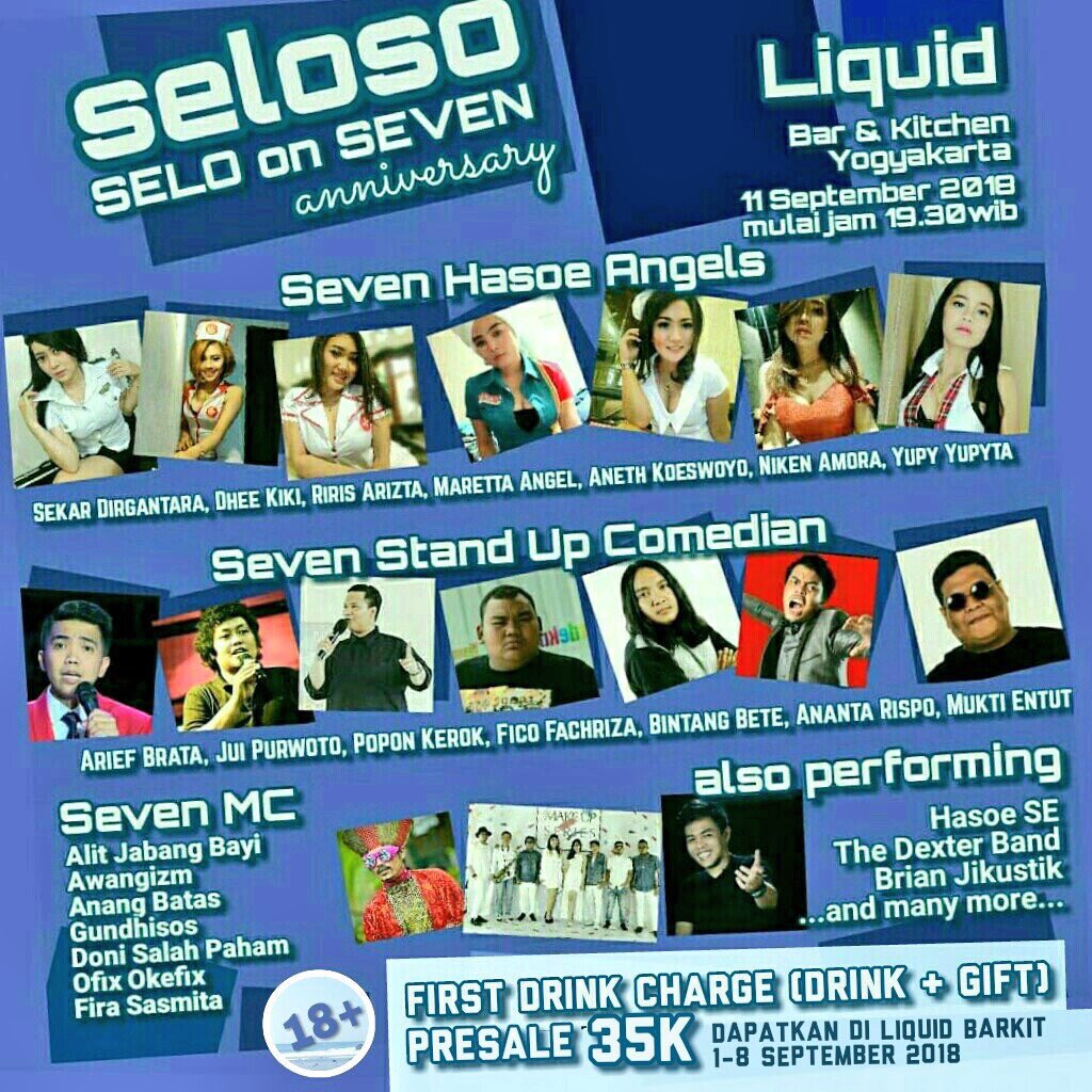 jalanbhakti's tweet photo. wahai #Selower ada info baru dari @anang_batas bahwasanya #SELOsoSELO #onSEVENanniversary #7tahunSELOsoSELO 

FDC (First Drink Charge) + gift
Hanya 35 ribu rupiah saja!!! 

Dan bisa dibeli mulai 1 sampai 8 September 2018 langsung di Liquid BarKita!! 

Buruuuuaaan ya weeerrrr!!! https://t.co/j5GLaX8wve