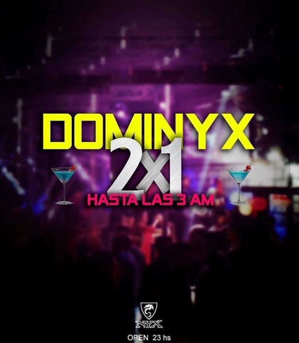 nyx_complejo's tweet photo. HOY DOMINYX!!!
Te esperamos para empezar o terminar la semana de la mejor manera!!!❤️🏰
SUMATE al ✌️ ✖️ ☝️ en todas las bebidas y todas las marcas hasta las 03 am!!!
Venite temprano 🕒 Apertura 23 Hs https://t.co/DYPcwtcDD9