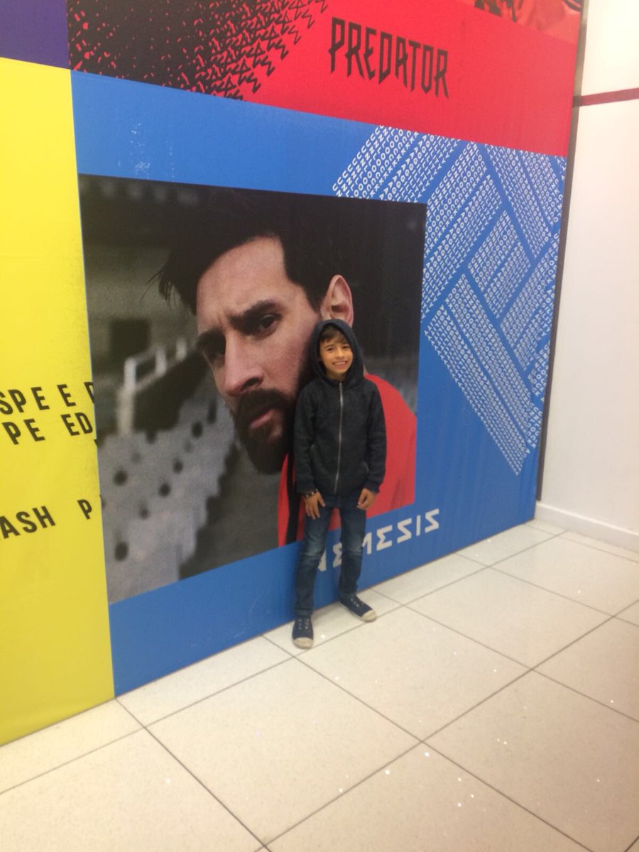 g___a___r___y's tweet photo. My son 7th birthday and biggest #messi fan with his new @adidasfootball boots https://t.co/j78K7T9kqV