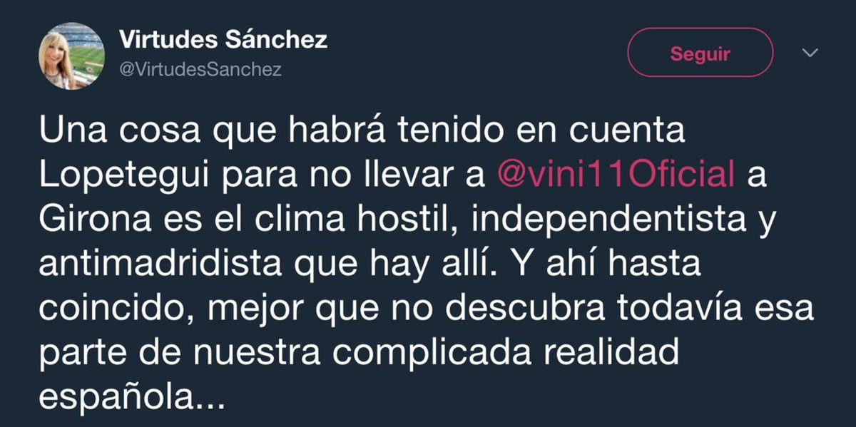 ElChirincirco's tweet photo. Vinicius juega contra el filial de Las Palmas y no con el primer equipo del Madrid por culpa de los catalanes. @VirtudesSanchez, periodista de @Marca. https://t.co/tg51JseDW5