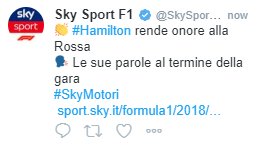 NascarLiveITA's tweet photo. Scusate?!? Hamilton rende onore alla rossa?!? E quando che ha parlato di trucchetti! #SPAtatrack https://t.co/NtcrRTKQKV