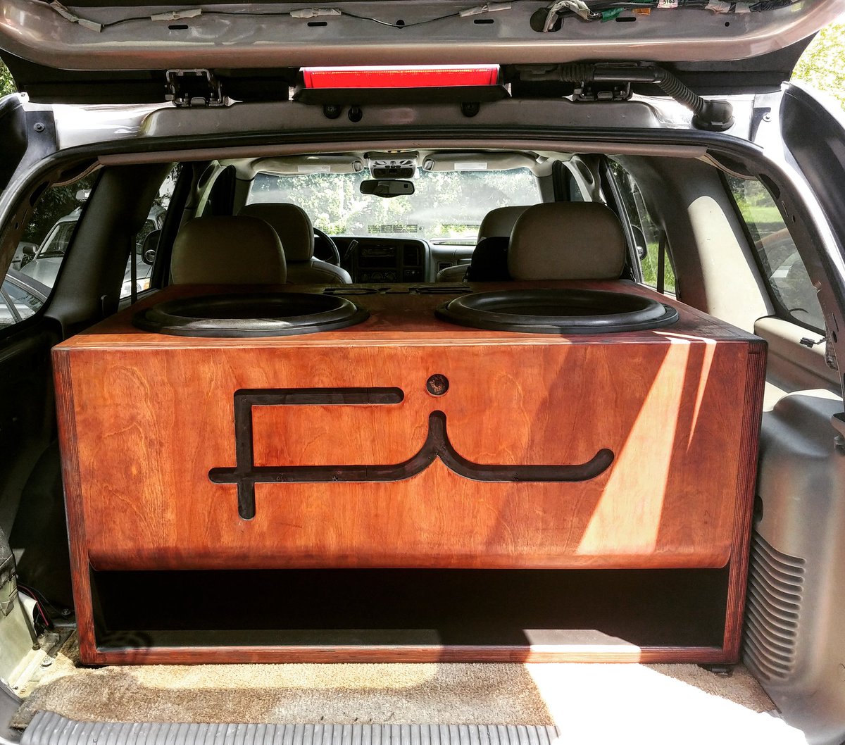 stained subwoofer box