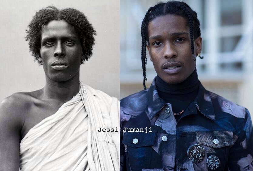 No matter how far we stray from our African roots, the culture runs deep. These collages highlight the striking resemblances of some familiar faces vs. African people & the diaspora     1889 vs 2017Somalia Native vs Asap Rocky