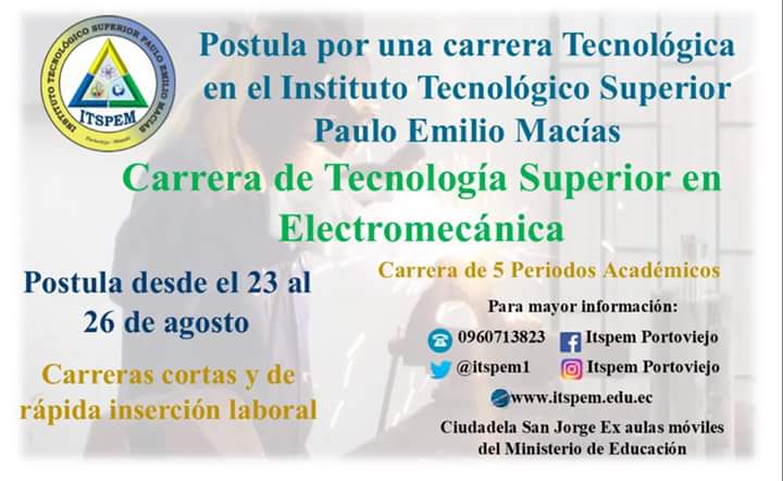 luzgalarzas's tweet photo. Hasta hoy día #YoPostuloAlItspem y escojo carreras de tercer nivel de fácil inserción laboral @ITSPEM1 @blanceli https://t.co/HqPTIbYnXo