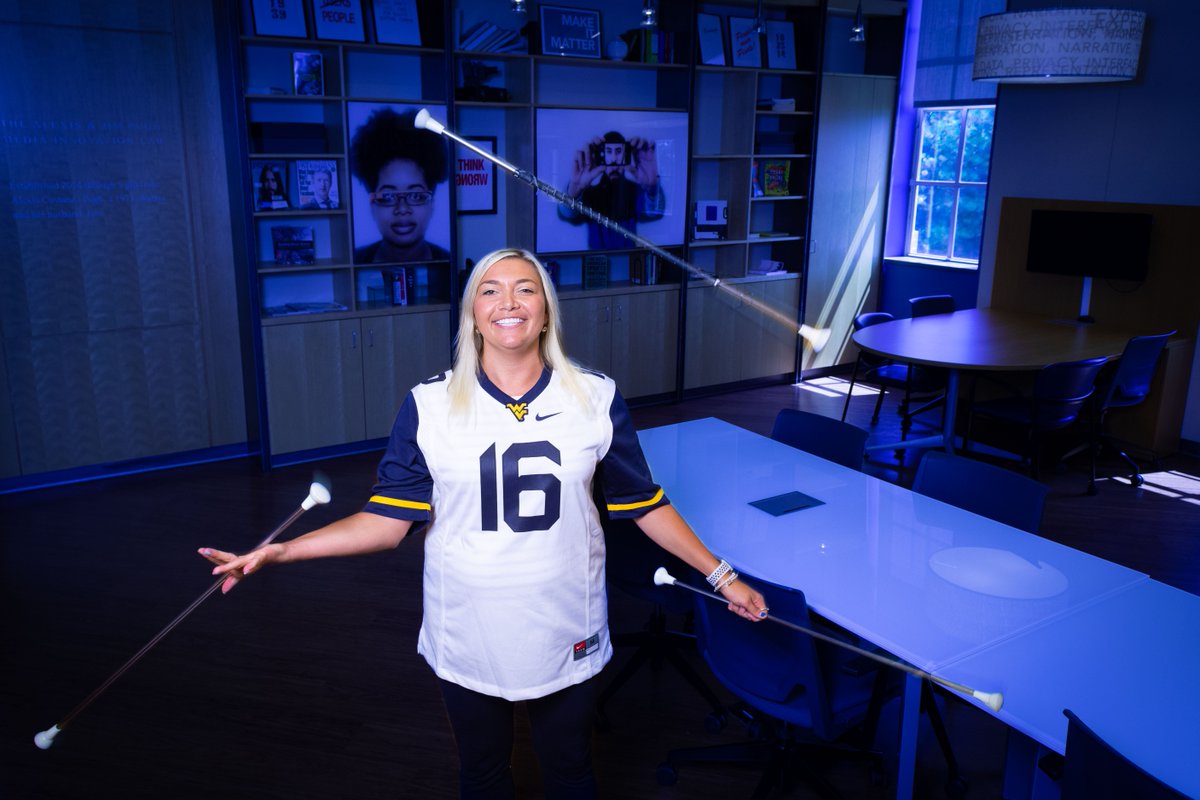 The @wvumediacollege can't help but twirl with excitement since there's only 6 days left until the <a href="/WVUfootball/">West Virginia Football</a> season kicks-off 🤹‍♀️💛💙
