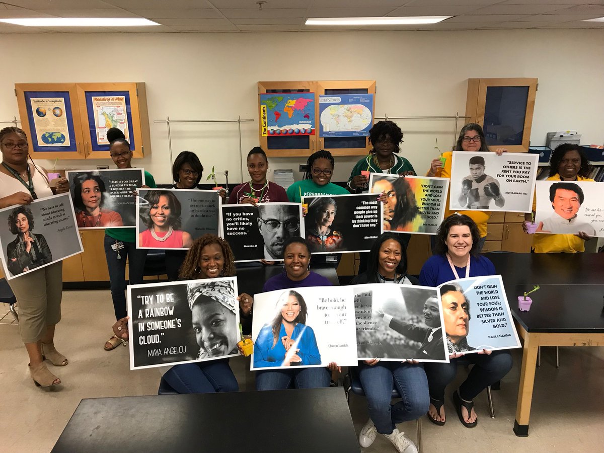 6th Grade- House of Dauntless Teachers show off their affirmation posters and bamboo plants. Our principal reminds us that we patiently “toil toward worthwhile dreams and goals” to build a strong foundation for success. #StoryoftheBambooTree