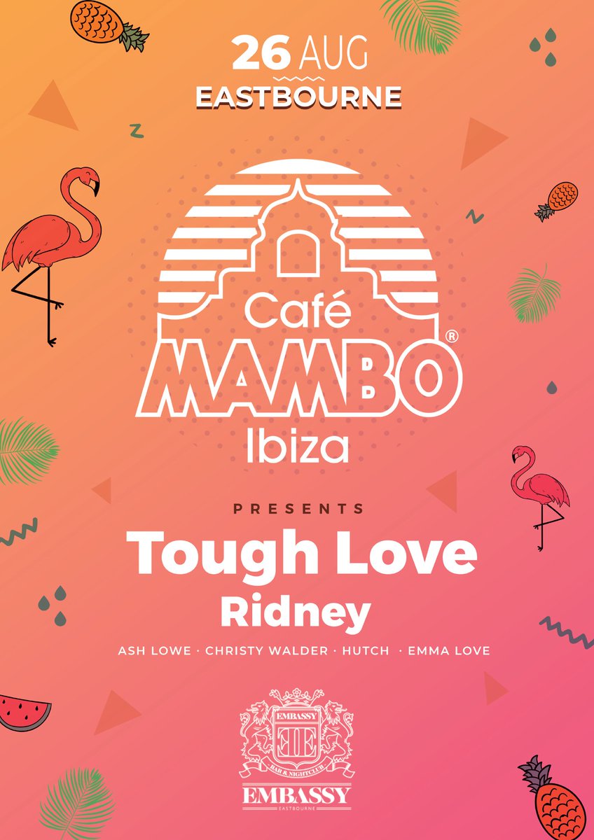 Yes yes, back on the road as <a href="/Mamboibiza/">Cafe Mambo Ibiza</a> takes over <a href="/embassyeb/">Embassy Eastbourne</a> with us &amp; <a href="/ridney/">RIDNEY</a>! Going to be a roadblock!