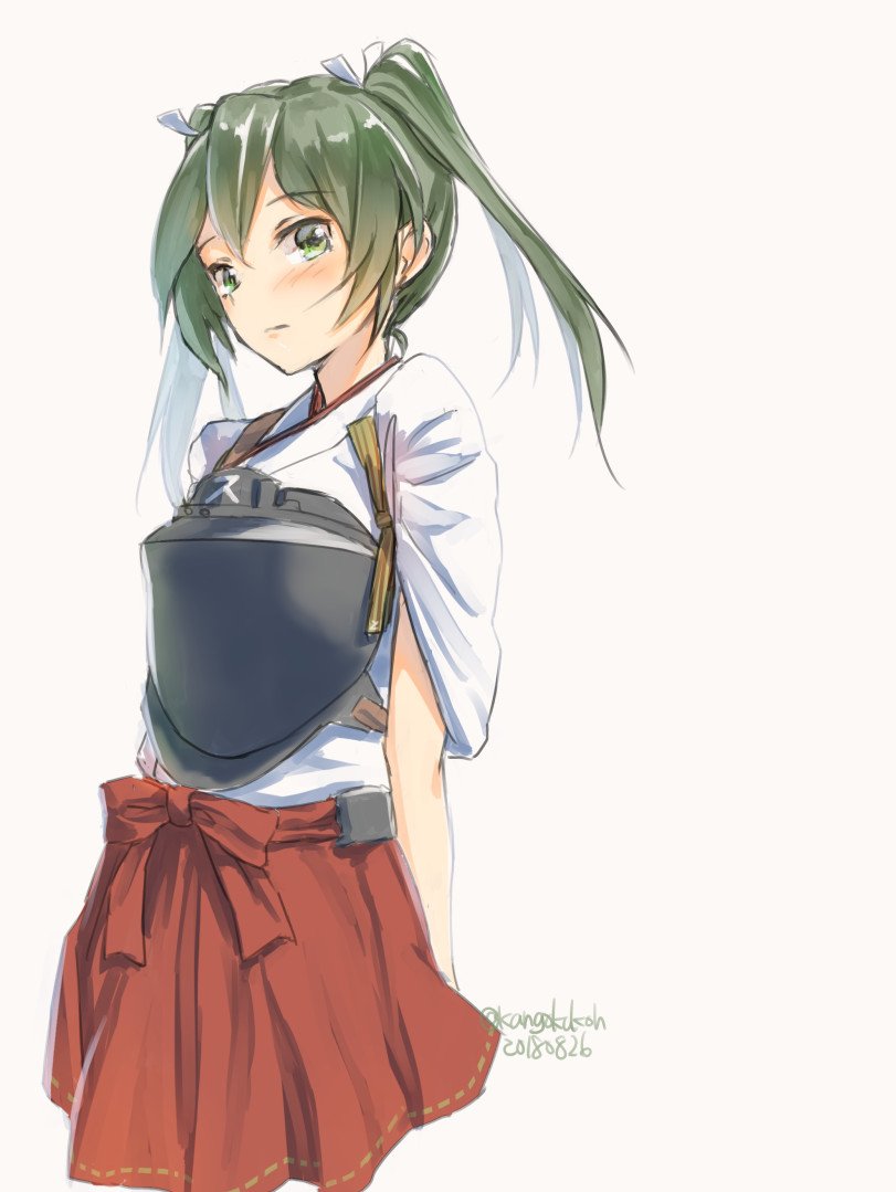 zuikaku (kancolle) 1girl solo japanese clothes twintails skirt green eyes hakama  illustration images