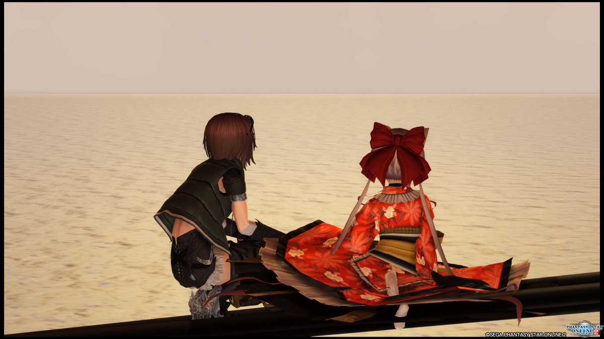 Grunewald__'s tweet image. なこさんと一緒にチームルームのヤマトのてっぺん、そしてロープの先に･･･w
なこさん上手で一発成功でしたw

二人で海を眺めながらいろんなおしゃべりが出来て楽しかったです＾＾
これからもよろしくですw

#PSO2
#EVOPSO2