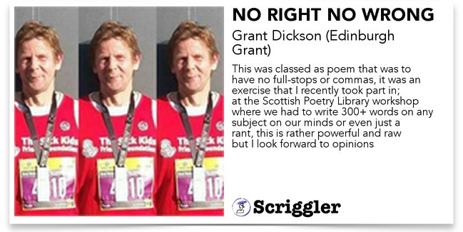 AlexSteepleton's tweet photo. NO RIGHT NO WRONG by Grant Dickson (@RocknRollaGrant) https://t.co/oX4TC5ZNTS #amreading #Scriggler https://t.co/UwVS5SPZIW