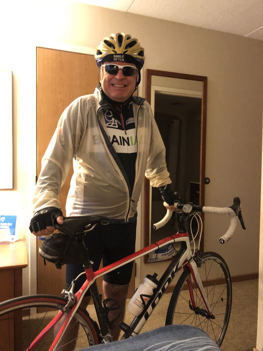 NRacette's tweet photo. My Brainiac ready to Ride to Conquer Cancer in the rain for Day 2. Thank you. Amazing fundraising.#brainiacs #rtcc #bccancer #cancerresearchbc https://t.co/E2mgv78TXX