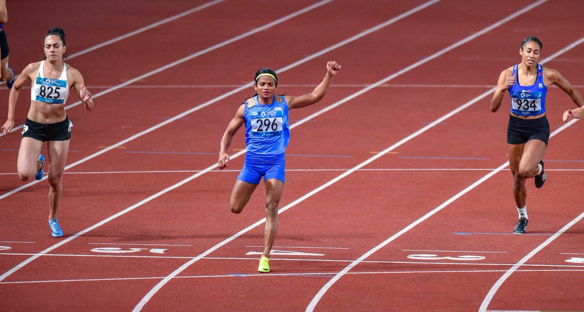 Ra_THORe's tweet photo. What a day for India in athletics!

In a Magnificent run, India’s Dutee Chand won SILVER medal in Women's 100 m with a timing of 11.32sec.

KUDOS to you Champion! #AsianGames2018 #KheloIndia #IndiaAtAsianGames https://t.co/GI6ZH8o4Tm