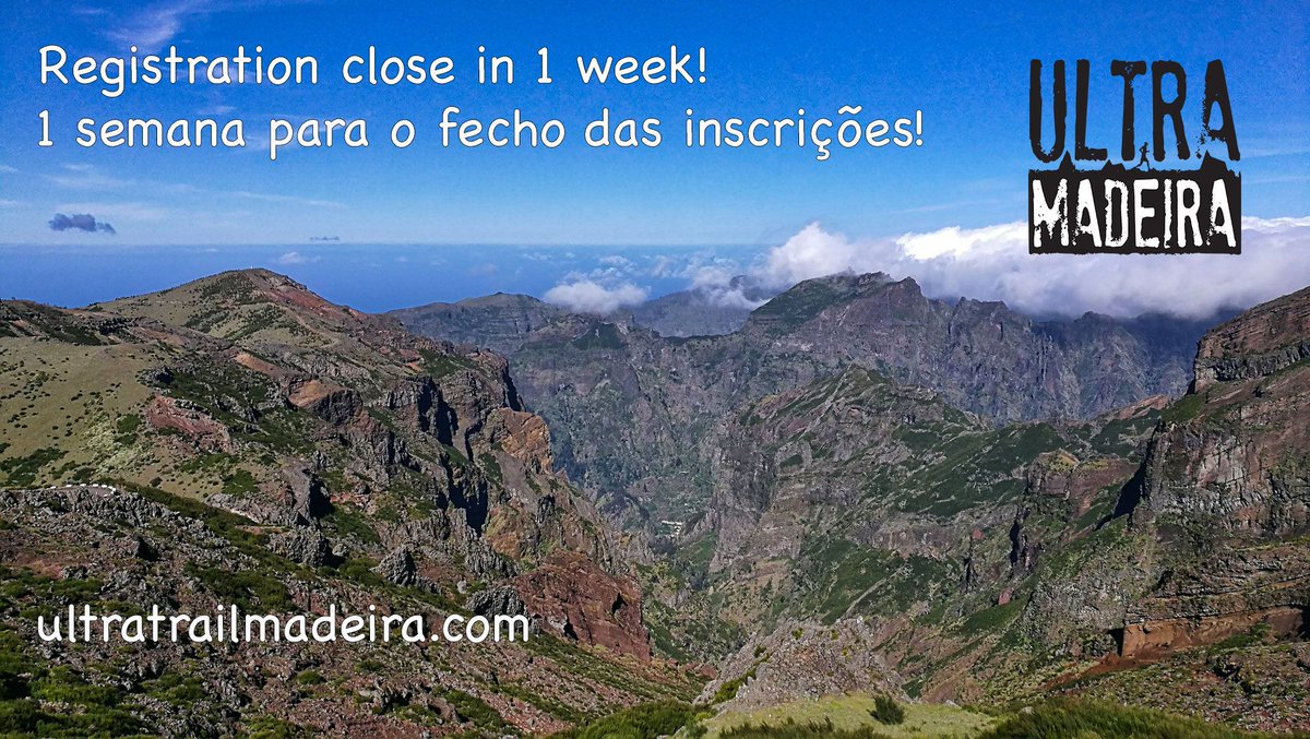 Registration close in 1 week!
//
1 Semana para o fecho das inscrições!
//
1 semaine pour fermer les inscriptions
buff.ly/2KNB9uU
#mot #madeiraoceantrails #ultramadeira #trailrunning #madeiraisland #UltraRunners <a href="/madeira_islands/">Madeira Islands</a> <a href="/visitportugal/">Visit Portugal</a>