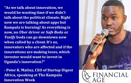 #QuoteOfTheWeek #Business 
From <a href="/digestafrica/">Digest Africa</a> founder and CEO Peter K. <a href="/malinz_/">mlinz</a> speaking at the Kampala #Innovation Week 
#FreeBobiWine