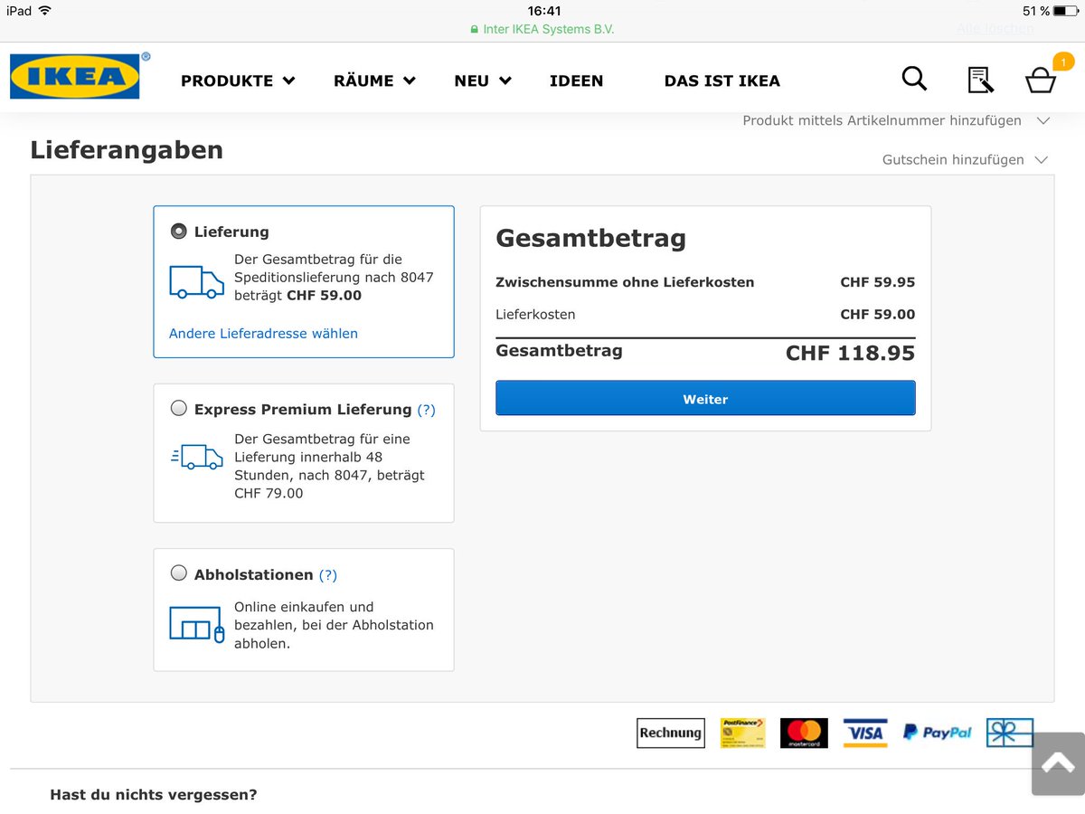 ganiv's tweet photo. 59.- versand! schade @IKEA_CH ! ihr wollt gar nicht, dass man online bestellt 😞😡 https://t.co/l1d2NpYYUD