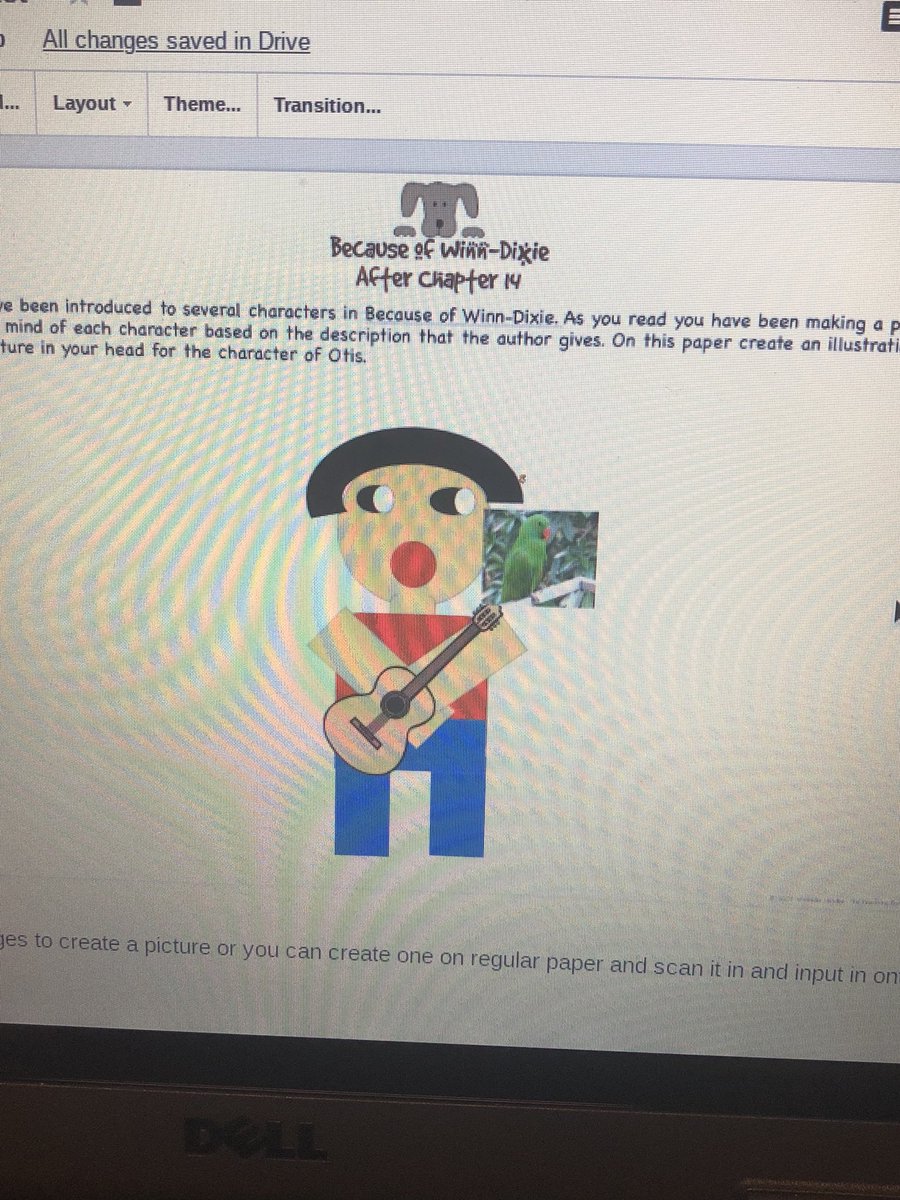 Schreyer4th's tweet photo. I am so impressed with my students tech skills! They had to illustrate characters on their online student packet and they turned out pretty amazing! @LegendSprings @4th_legend #googleclassroom #futuregraphicdesigners #winndixie https://t.co/Xh1WKCGtdI